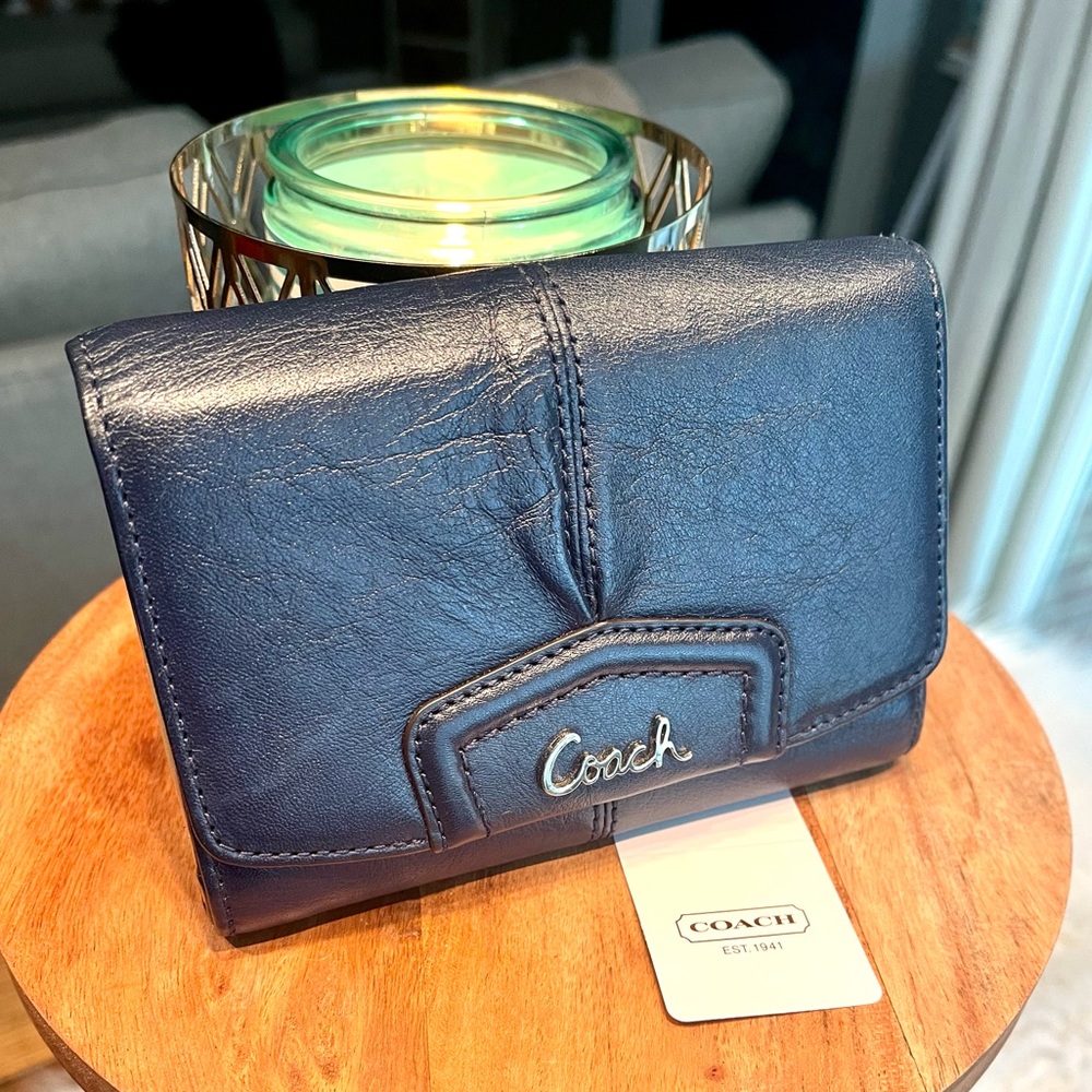 Coach Navy Blue Leather Wallet